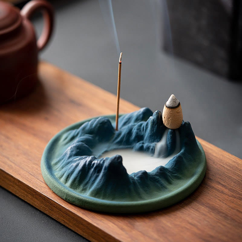 ATELIER-TIBET Brûleur d'encens à refoulement en céramique Creative Mountain River