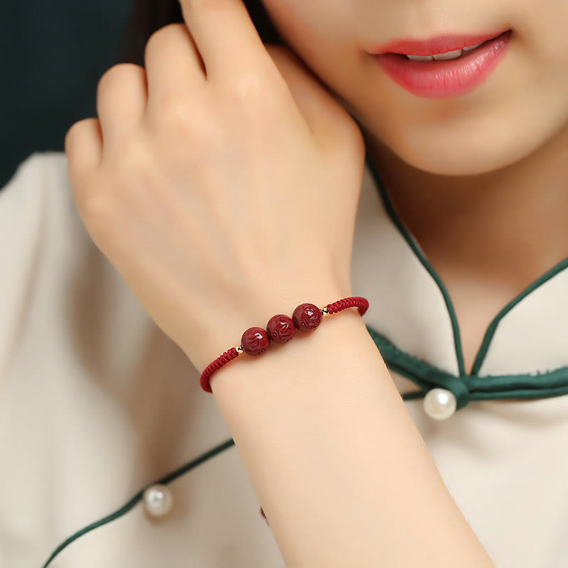 ATELIER-TIBET Bracelet Cinabre 8mm Om Mani Padme Hum – Concentration & Énergie