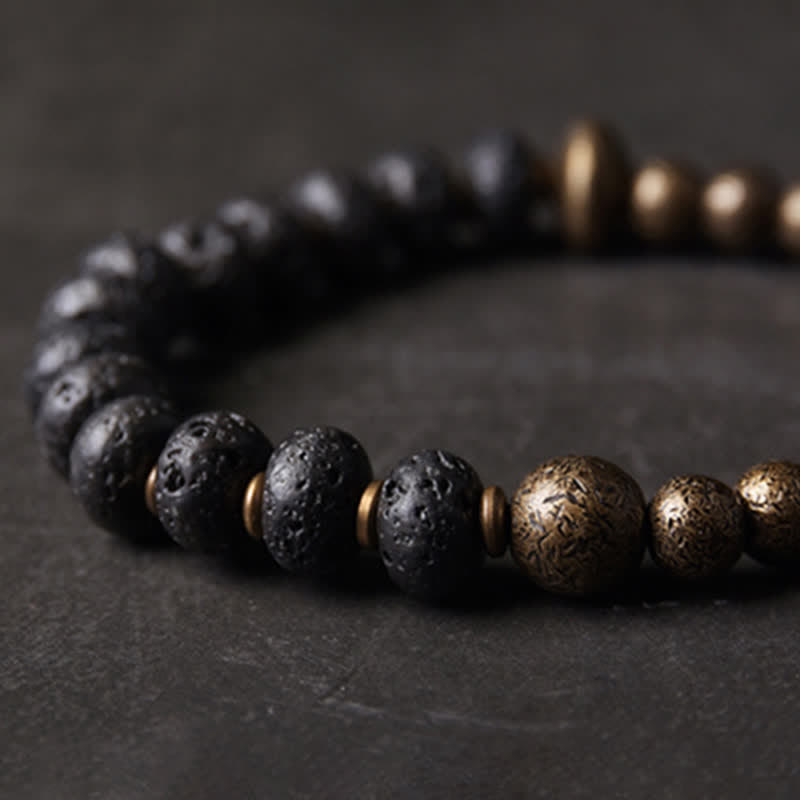 ATELIER-TIBET – Bracelet Spirituel Équilibre en Pierre de Lave 8 mm & Cuivre