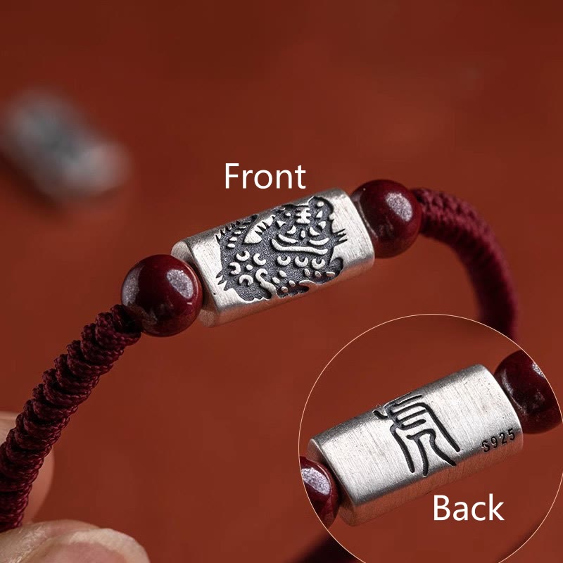 ATELIER-TIBET – Bracelet de Protection Zodiaque Chinois en Argent Sterling 925 & Fil Rouge (Ajustable)