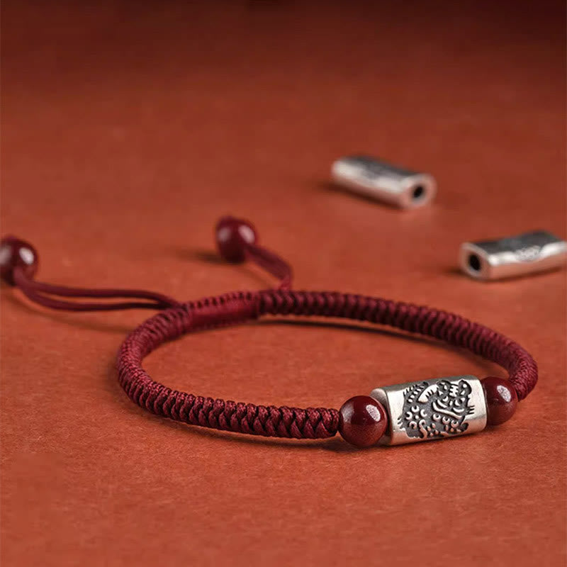 ATELIER-TIBET – Bracelet de Protection Zodiaque Chinois en Argent Sterling 925 & Fil Rouge (Ajustable)