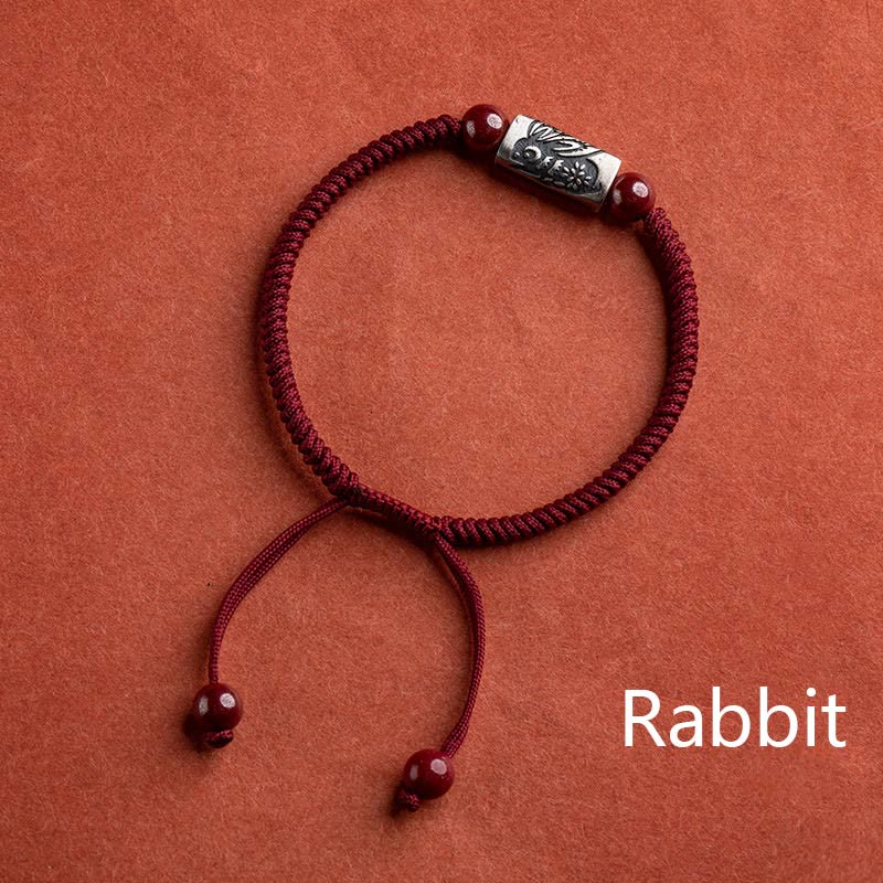 ATELIER-TIBET – Bracelet de Protection Zodiaque Chinois en Argent Sterling 925 & Fil Rouge (Ajustable)