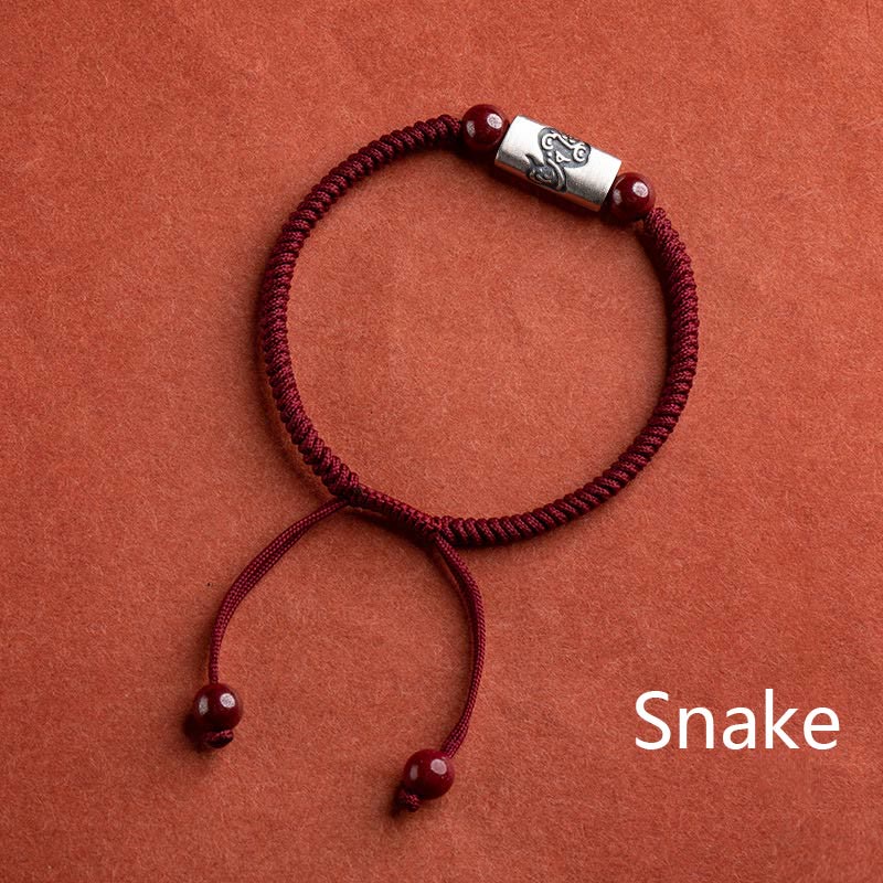 ATELIER-TIBET – Bracelet de Protection Zodiaque Chinois en Argent Sterling 925 & Fil Rouge (Ajustable)