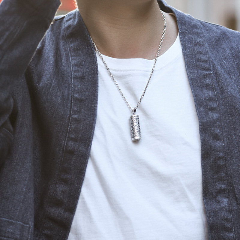 ATELIER-TIBET – Collier Om Mani Padme Hum en Cuivre Plaqué Argent