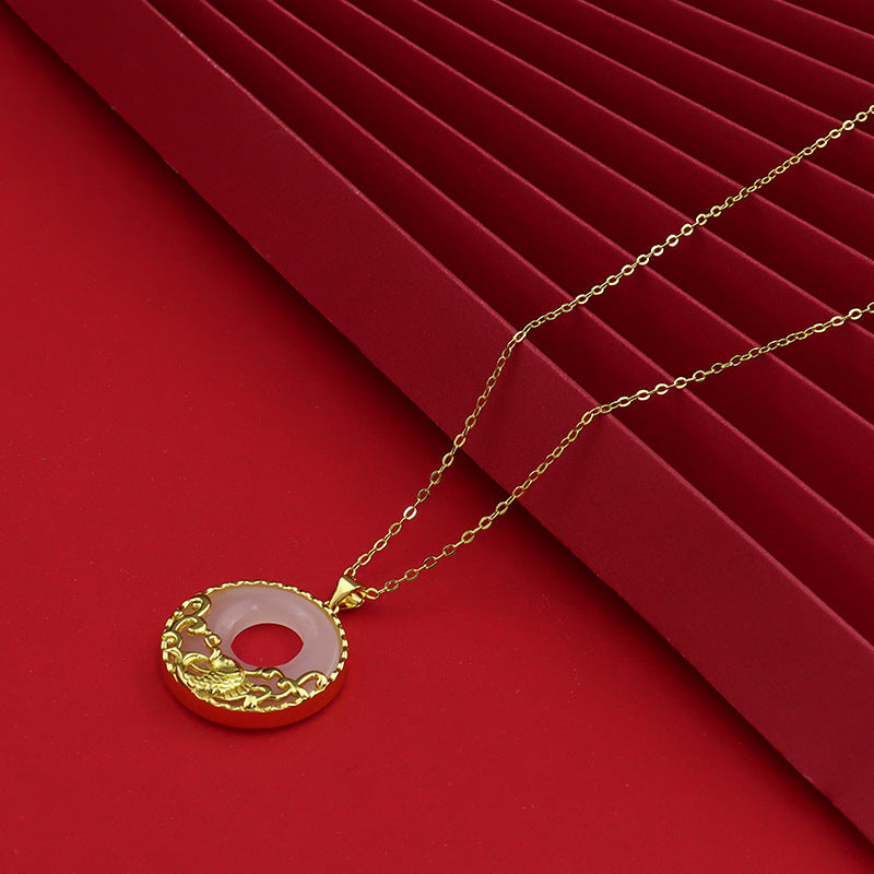 ATELIER-TIBET – Collier Carpe Koï en Jade Blanc Naturel
