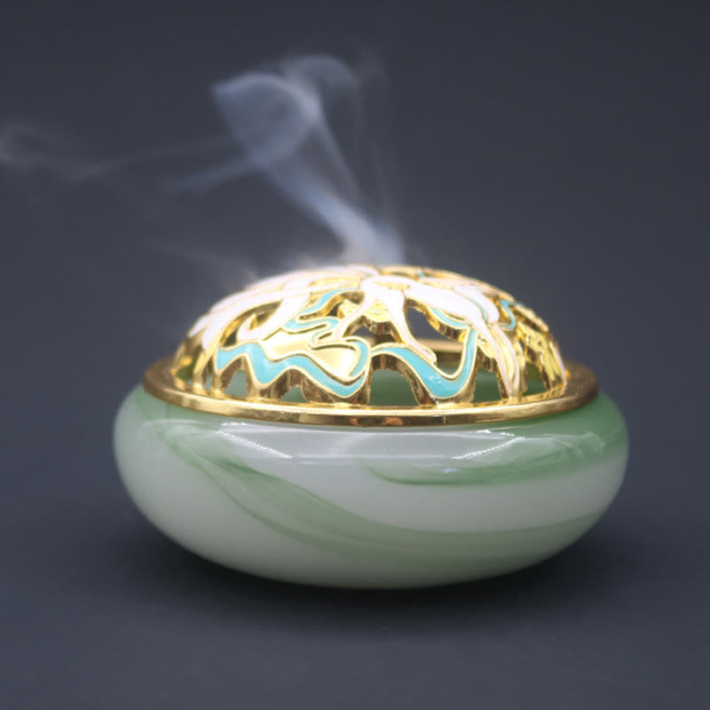 ATELIER-TIBET Brûleur d’Encens en Cristal Liuli Renard à Neuf Queues – Porte-Encens Cône pour Méditation