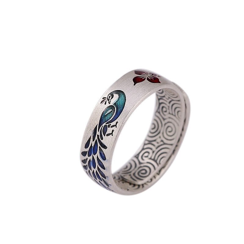 ATELIER-TIBET Bague Lotus & Paon Argent 999 – Fortune & Élégance