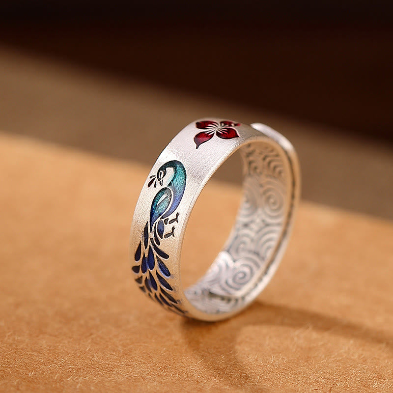 ATELIER-TIBET Bague Lotus & Paon Argent 999 – Fortune & Élégance