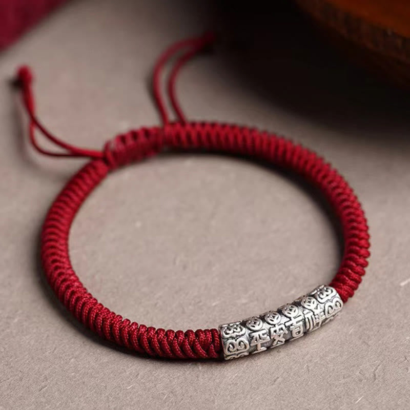 ATELIER-TIBET Bracelet Om Mani Padme Hum Argent 999 & Corde 5mm – Protection & Stabilité