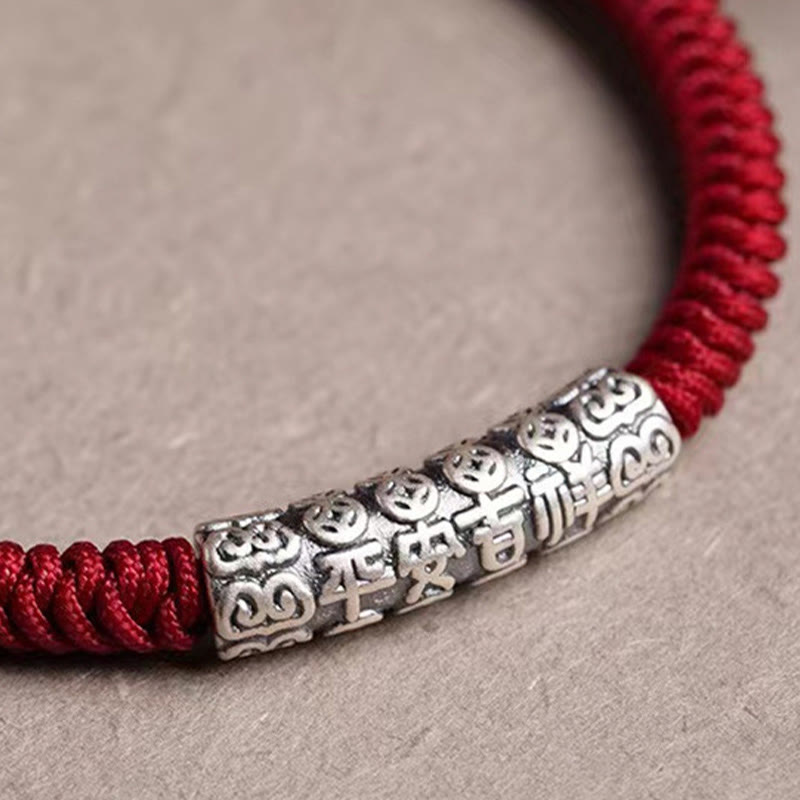 ATELIER-TIBET Bracelet Om Mani Padme Hum Argent 999 & Corde 5mm – Protection & Stabilité