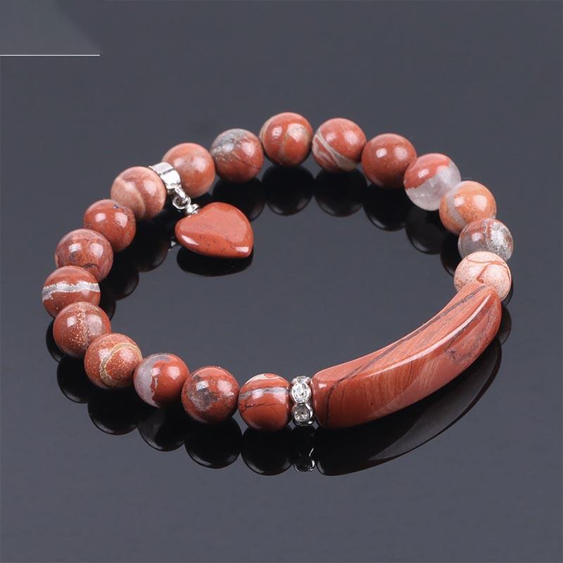 ATELIER-TIBET – Bracelet en Améthyste Naturelle Forme Cœur 8 mm, Perles Artisanales