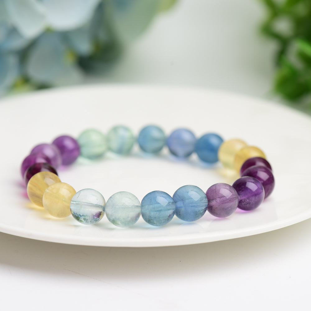 ATELIER-TIBET – Bracelet en Fluorite Naturelle Multicolore – Harmonie & Concentration – Perles 9 mm