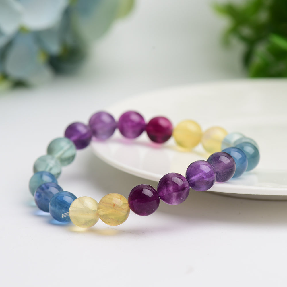 ATELIER-TIBET – Bracelet en Fluorite Naturelle Multicolore – Harmonie & Concentration – Perles 9 mm