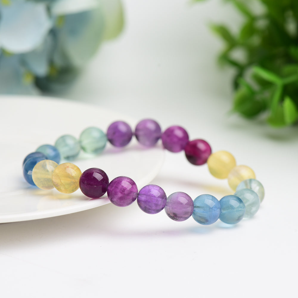 ATELIER-TIBET – Bracelet en Fluorite Naturelle Multicolore – Harmonie & Concentration – Perles 9 mm
