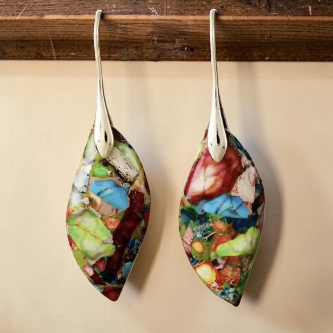 ATELIER-TIBET – Boucles d'Oreilles Arlequin en Jaspe
