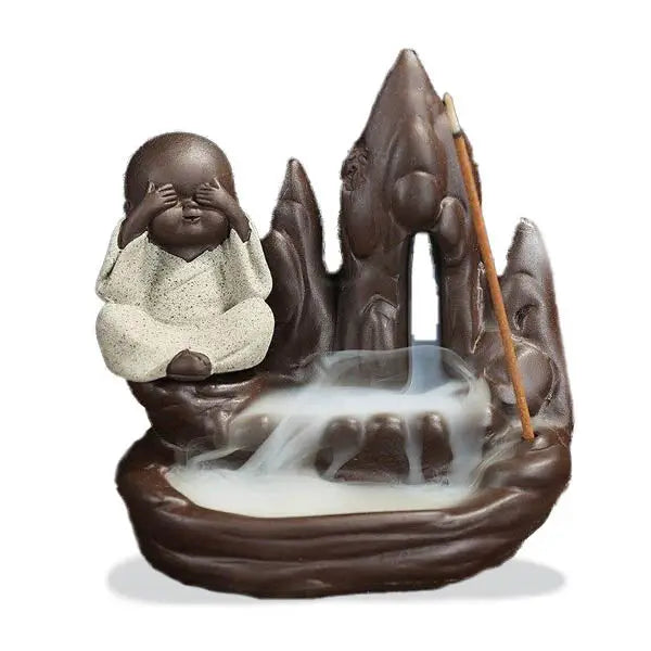 ATELIER-TIBET – Brûleur d’Encens Bouddha Statue Moine à Refoulement