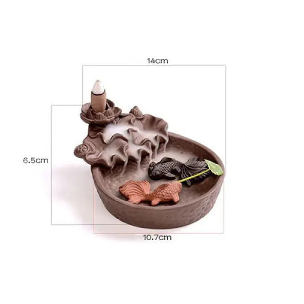 ATELIER-TIBET – Brûleur d’Encens Japonais Cascade Lotus & Carpes Koï