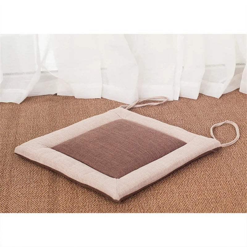 ATELIER-TIBET – Coussin de Chaise Japonais en Lin & Éponge Verticale – 40 × 40 cm