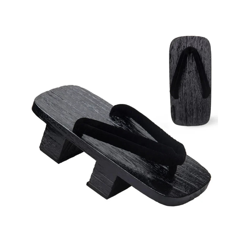 ATELIER-TIBET – Geta Japonais Noir en Bois de Paulownia & Caoutchouc
