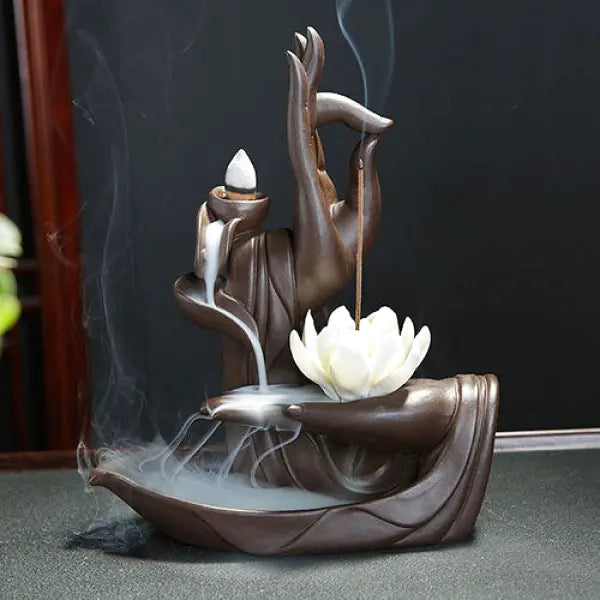 ATELIER-TIBET – Porte-Encens Main de Bouddha à Refoulement