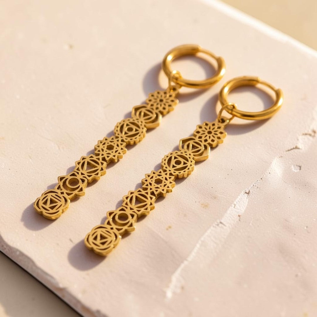 ATELIER-TIBET – Boucles d'oreilles Symboles des 7 Chakras