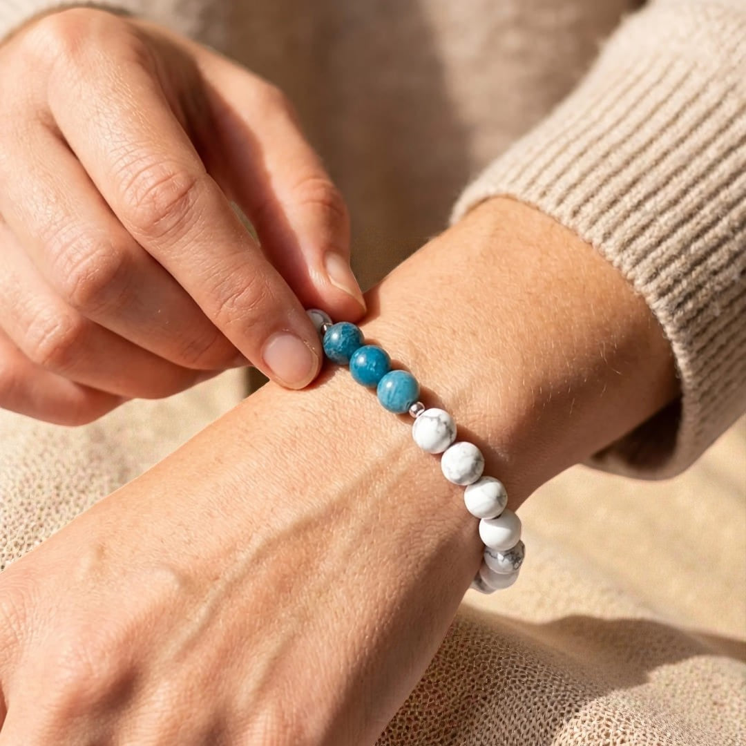 ATELIER-TIBET – Bracelet Amincissement en Apatite & Howlite