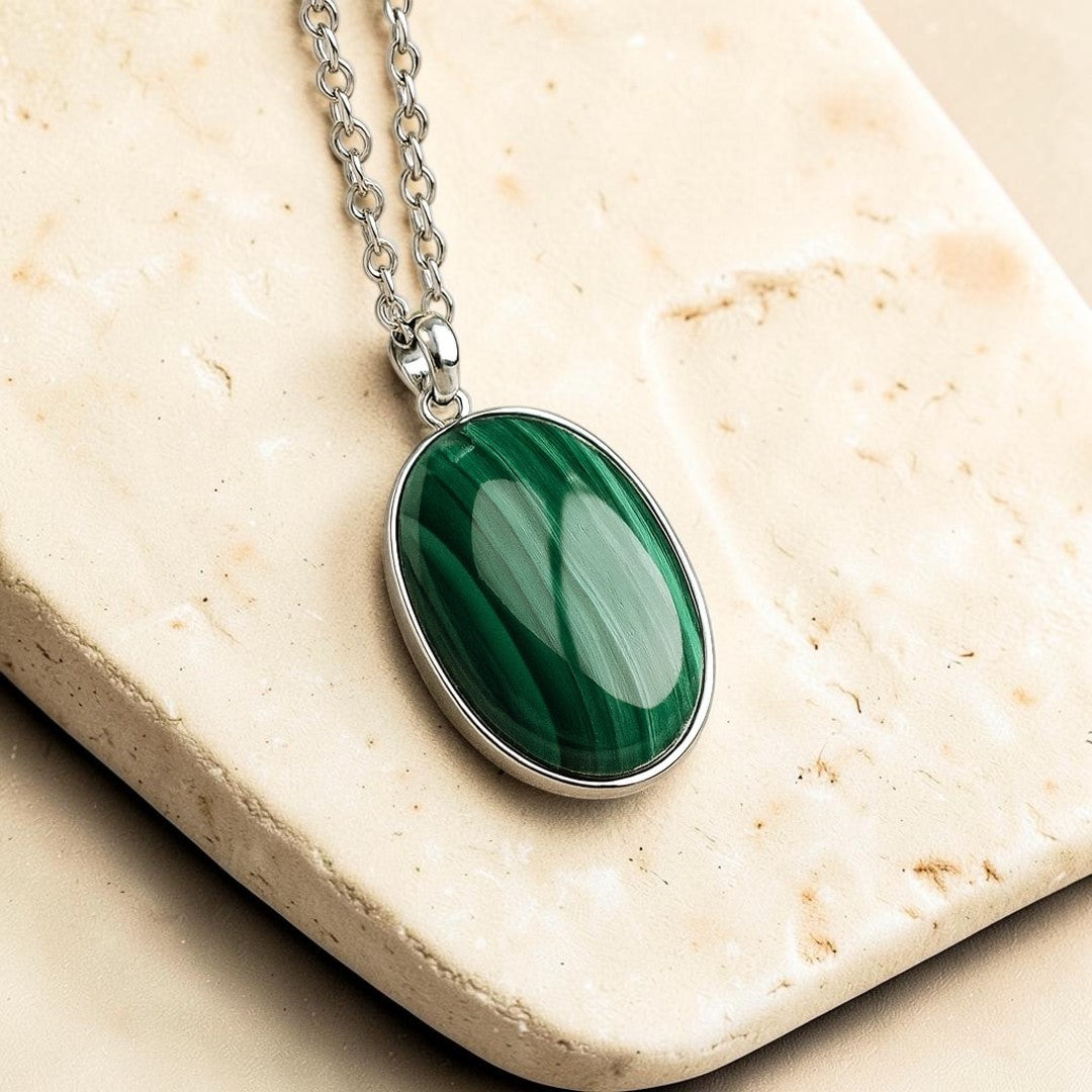 ATELIER-TIBET – Pendentif Guérison en Malachite & Argent