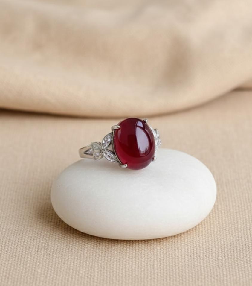 ATELIER-TIBET – Bague Espoir en Grenat Naturel & Argent Sterling 925