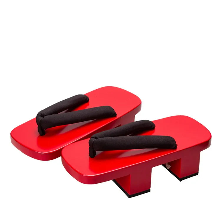 ATELIER-TIBET – Geta Japonaise Rouge Solide en Bois Naturel