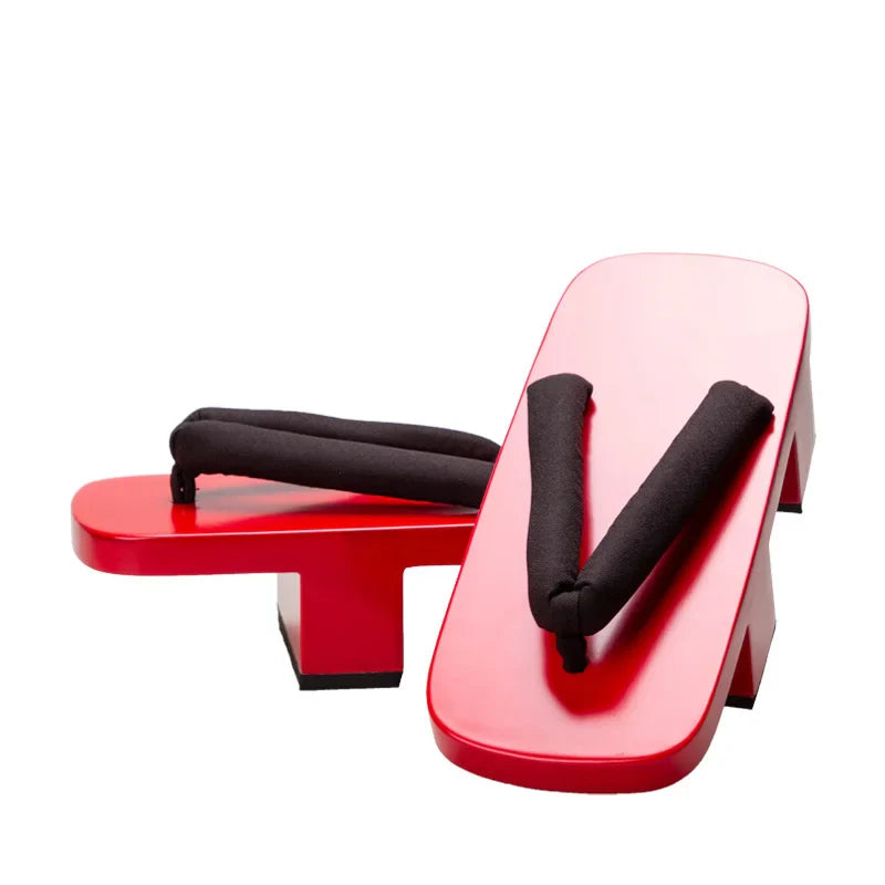 ATELIER-TIBET – Geta Japonaise Rouge Solide en Bois Naturel