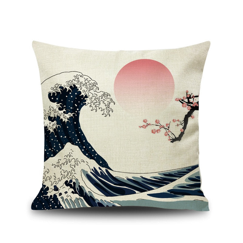 ATELIER-TIBET — Housse de Coussin Japonais 45 × 45 cm | Motifs Traditionnels & Design Zen