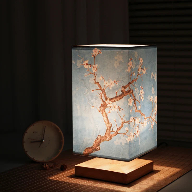 ATELIER-TIBET – Lampe de Chevet Japonaise Zen en Bois & Papier, Lumière Tamisée