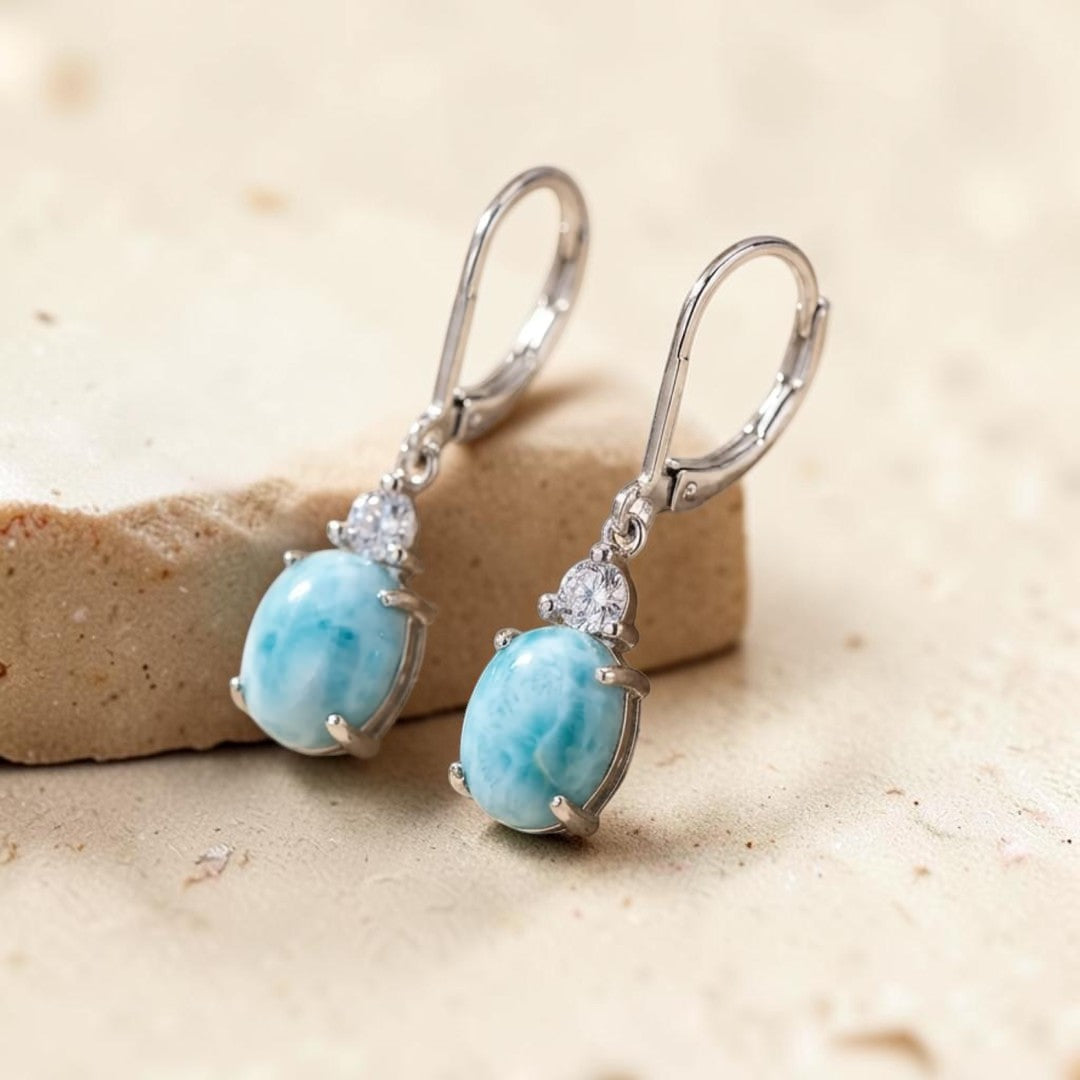 ATELIER-TIBET – Boucles d’Oreilles Sérénité Océane en Larimar