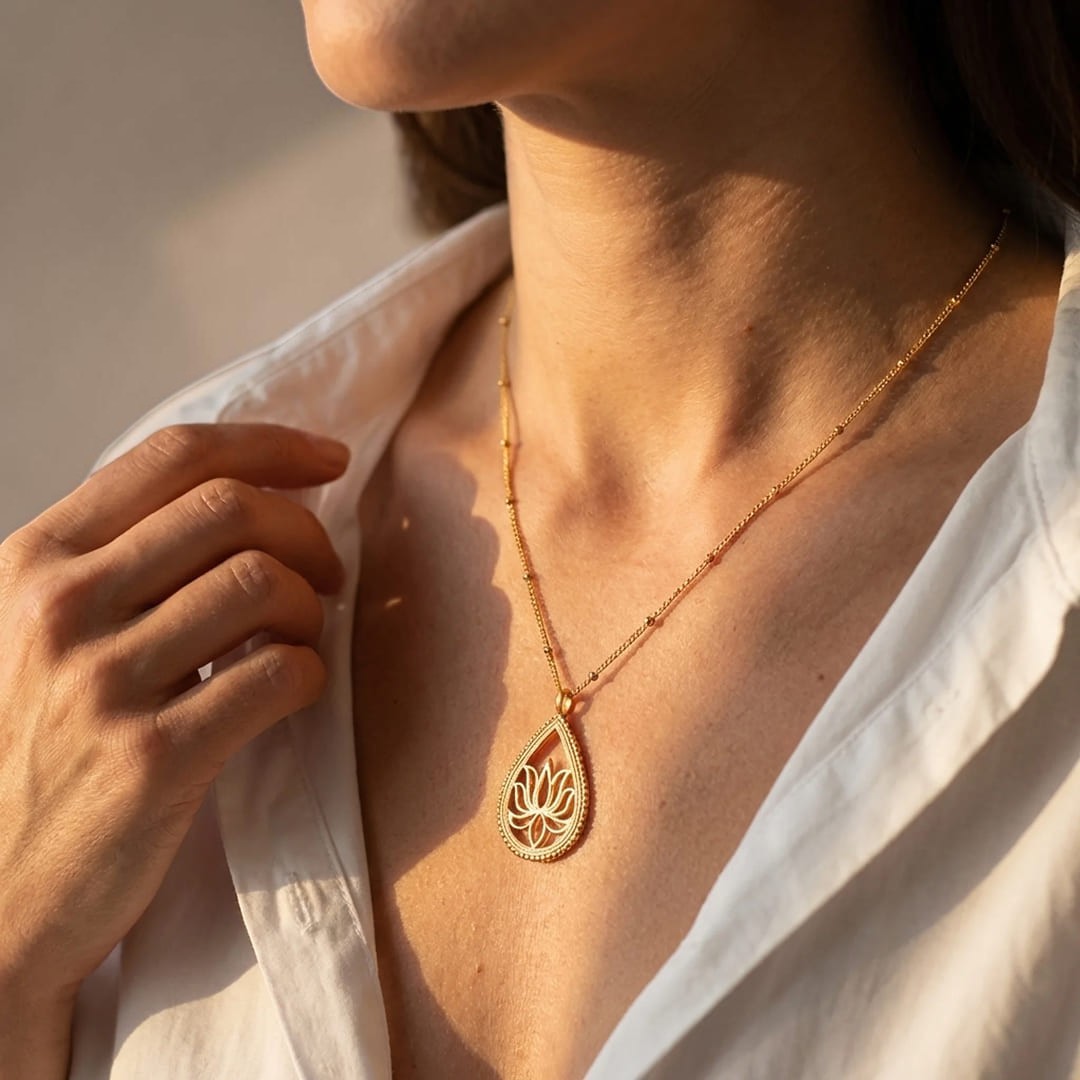 ATELIER-TIBET – Pendentif Éveil du Lotus Doré
