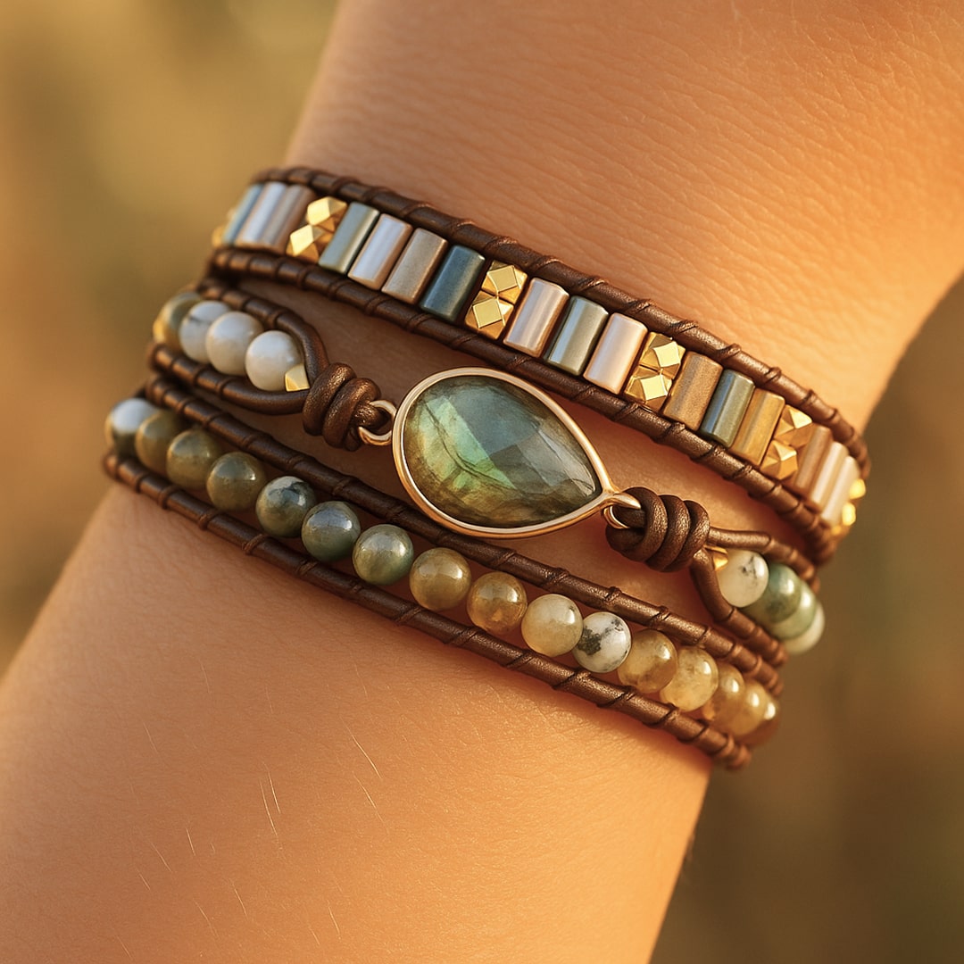 ATELIER-TIBET – Bracelet Wrap Protection en Labradorite