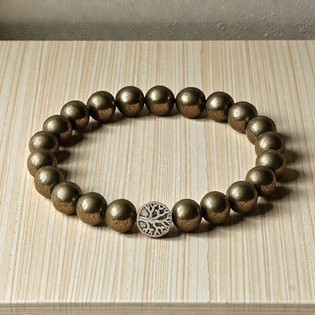 ATELIER-TIBET – Bracelet Bouclier de Prospérité en Pyrite