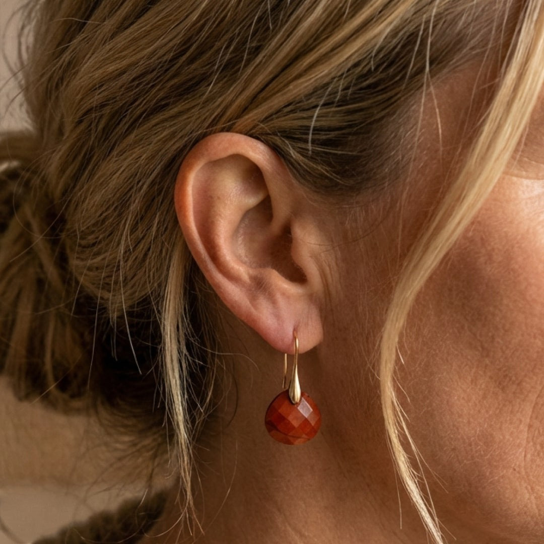 ATELIER-TIBET – Boucles d'oreilles Kaya en Jaspe Rouge ou Agate Noire
