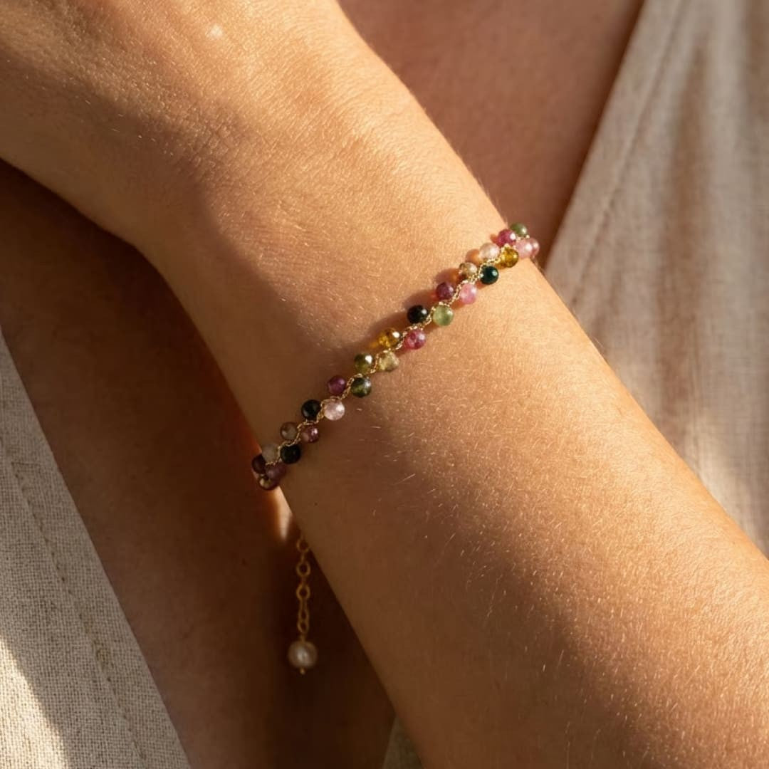 ATELIER-TIBET – Bracelet Élégant en Tourmaline Multicolore