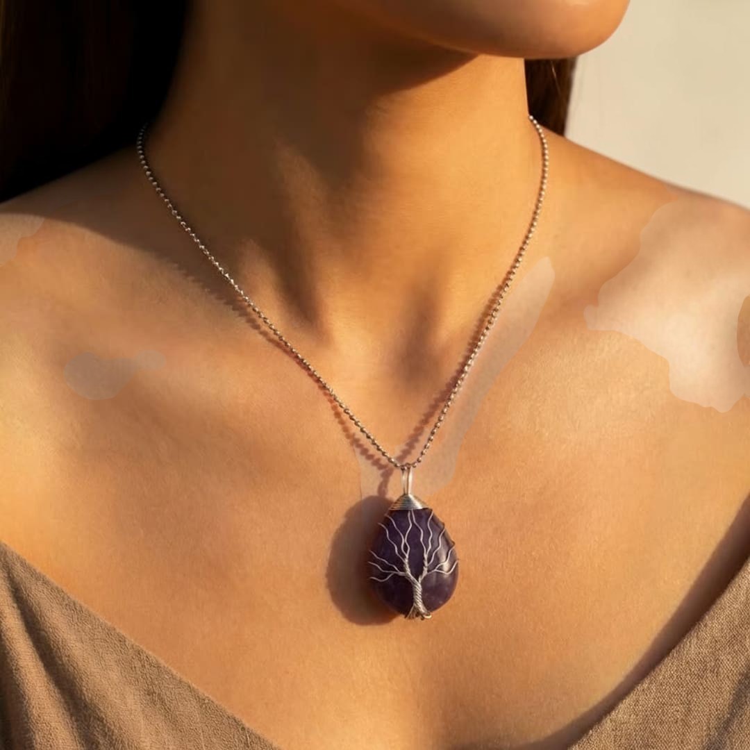 ATELIER-TIBET – Pendentif Arbre de Guérison en Pierre Naturelle