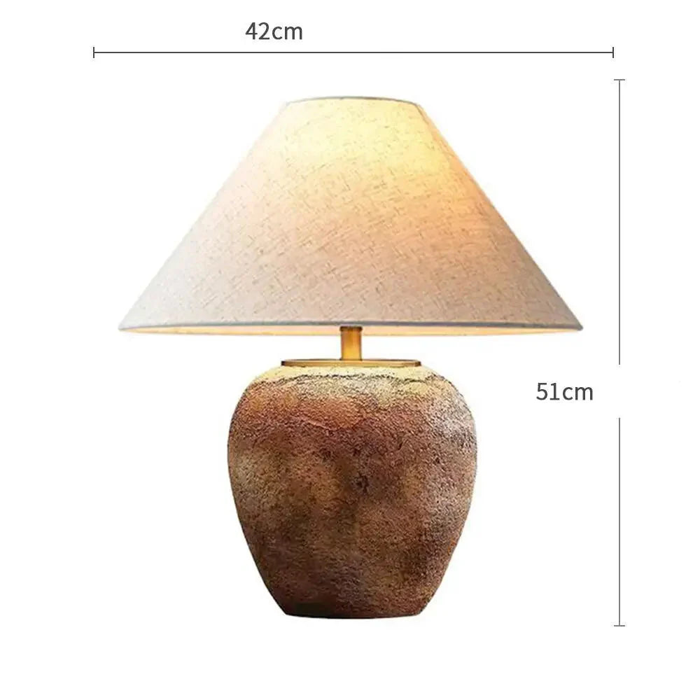 ATELIER-TIBET Lampe Japonaise en Céramique et Tissu – Lampe Zen Design pour Salon ou Chambre