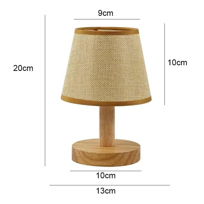 ATELIER-TIBET Lampe de Table Japonaise en Tissu et Bois – Lampe Zen Compacte pour Chambre ou Salon
