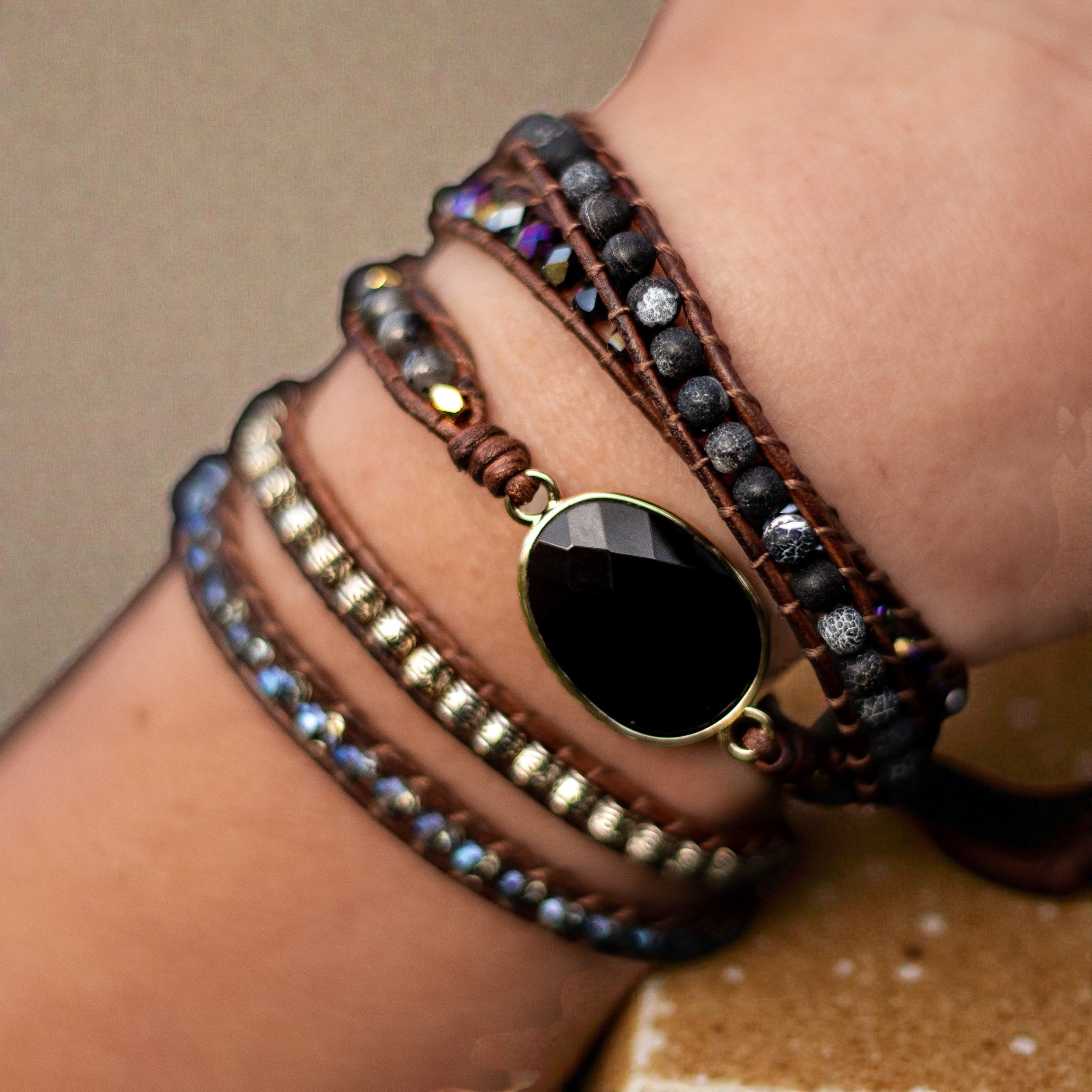 ATELIER-TIBET – Bracelet Wrap Ancrage & Sécurité en Onyx