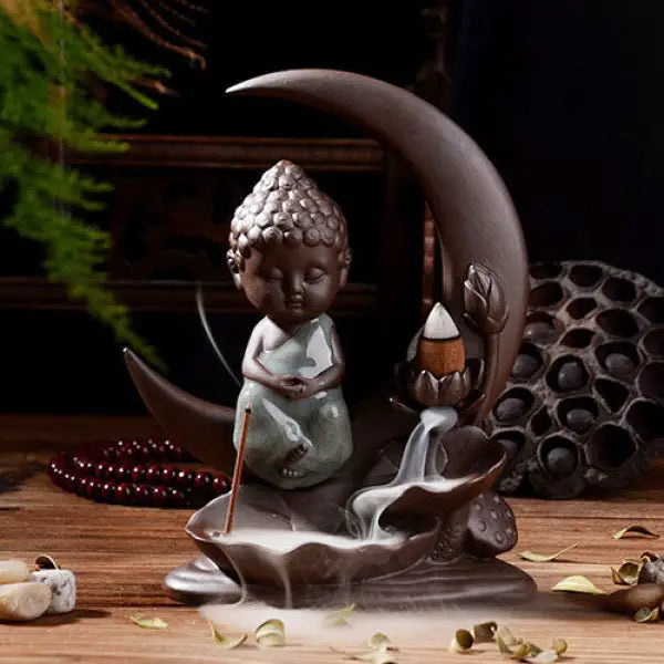 ATELIER-TIBET – Brûleur d’Encens Bouddha Lunaire à Refoulement