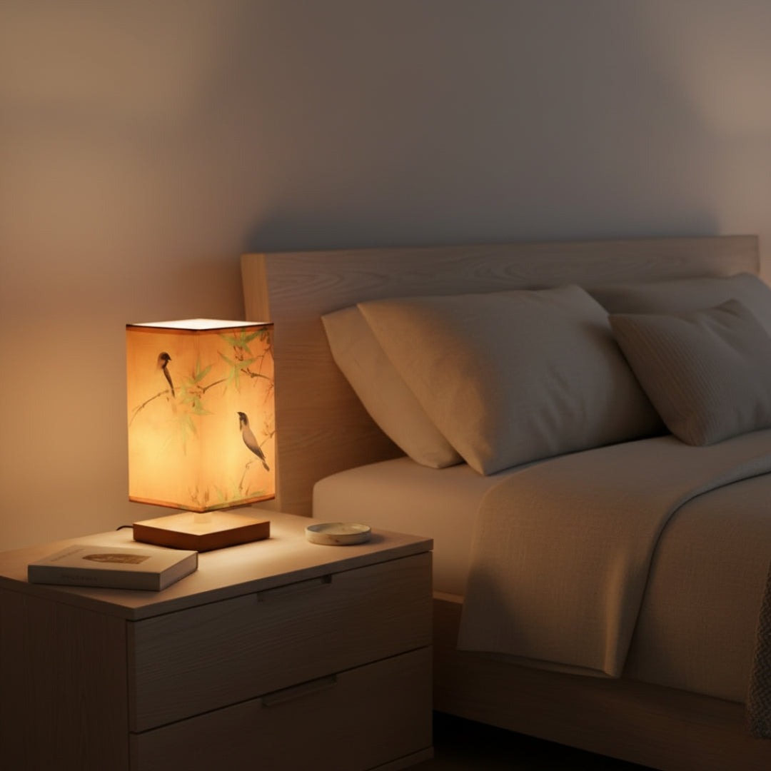 ATELIER-TIBET Lampe de Chevet Japonaise Scandinave – Éclairage Doux & Ambiance Zen pour Chambre et Salon