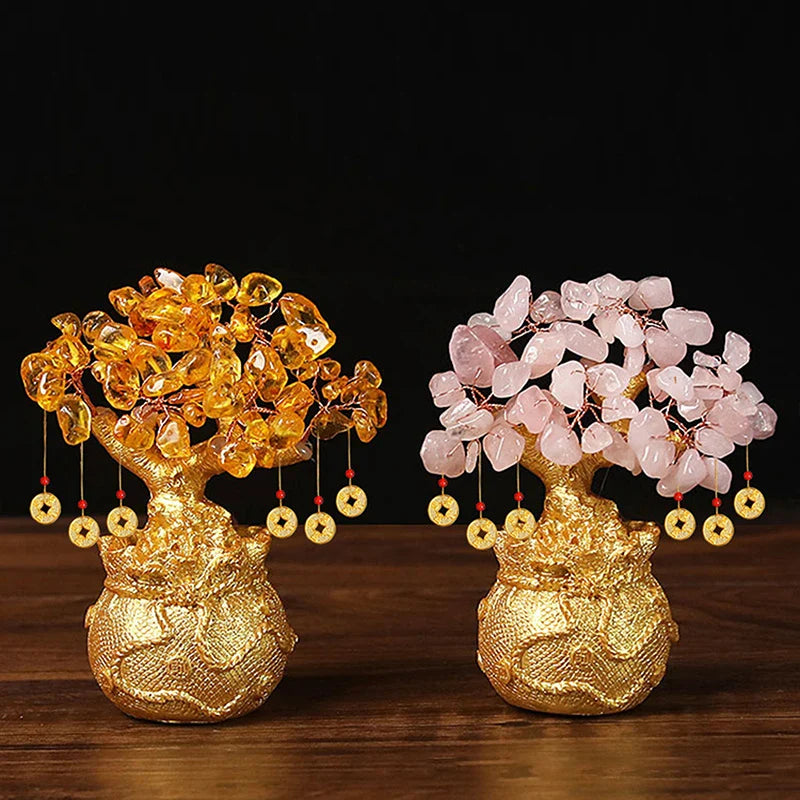 ATELIER-TIBET – Arbre de Bonheur Feng Shui en Pierre Naturelle (Citrine)