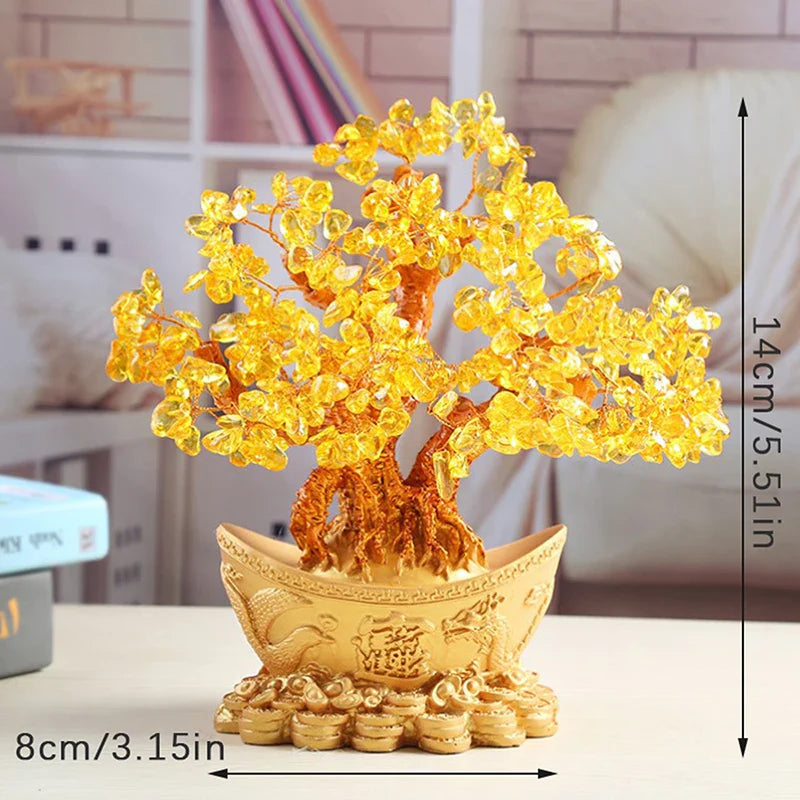 ATELIER-TIBET – Arbre d’Abondance Feng Shui en Cristaux Dorés