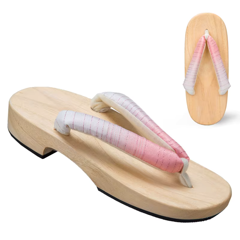 ATELIER-TIBET – Sandales Geta Dégradées en Bois Naturel & Coton