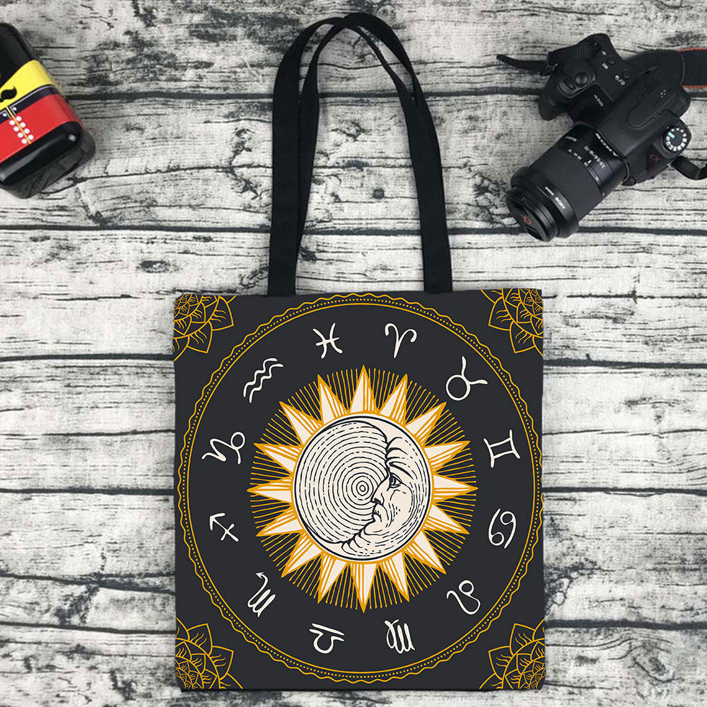 ATELIER-TIBET – Sac à bandoulière en toile imprimée motif soleil – Polyester – 28,5 cm