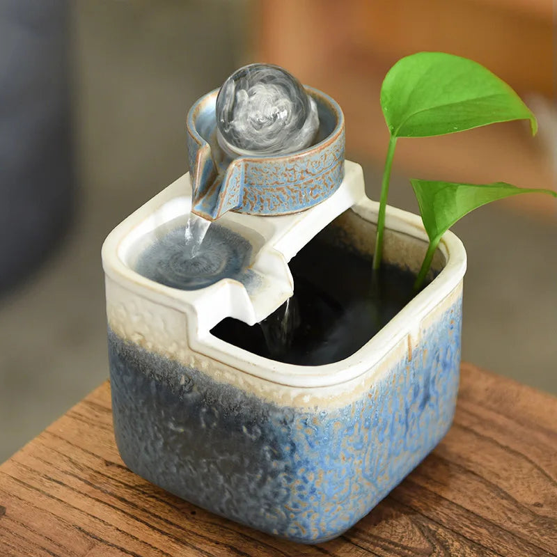 ATELIER-TIBET Mini Fontaine Japonaise en Céramique – Sérénité Zen et Élégance Intemporelle