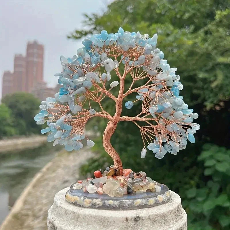 ATELIER-TIBET – Arbre de Vie en Aigue-Marine décoratif